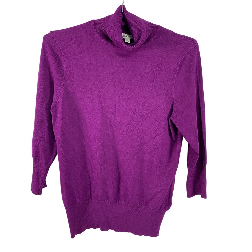 Emerson Sweater Womens 12 Purple Cowl Neck Pullover Viscose‎ Blend 3/4 Sleeve